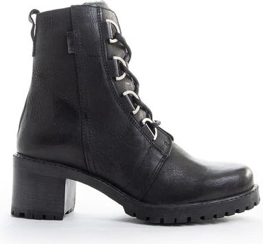 Bulle Boots Black Lace Up On Block Heel