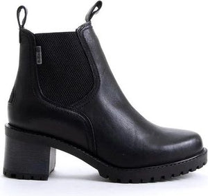 Bulle Boots Black Side Zip On Block Heel