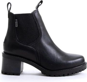 Bulle Boots Black Side Zip On Block Heel