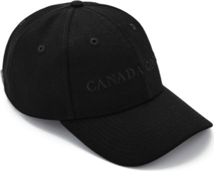 Black baseball cap with tone-on-tone “CANADA GOOSE” embroidery.