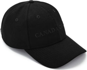 Black baseball cap with tone-on-tone “CANADA GOOSE” embroidery.