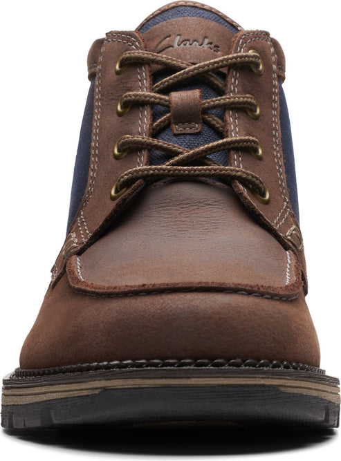 Brown leather ankle boot with laces.