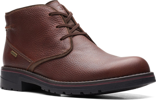 Leather lace-up ankle boot in dark brown.