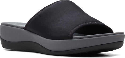 Black open-toed sandal with a gray sole.