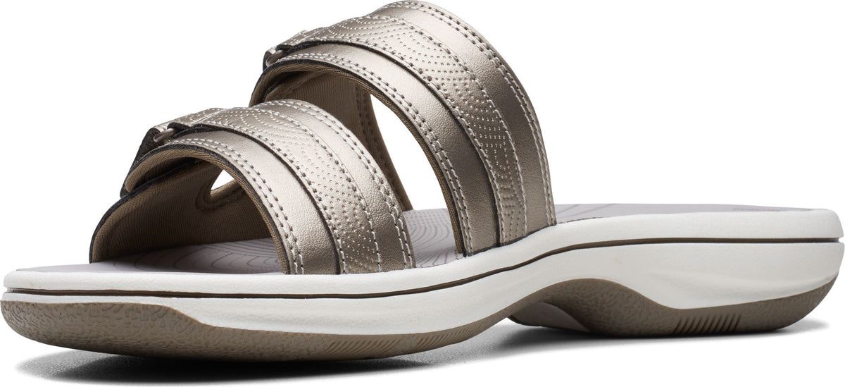 A pair of sandals with two straps across the top of the foot.