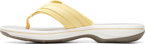 Yellow flip-flop sandal with a thick strap.