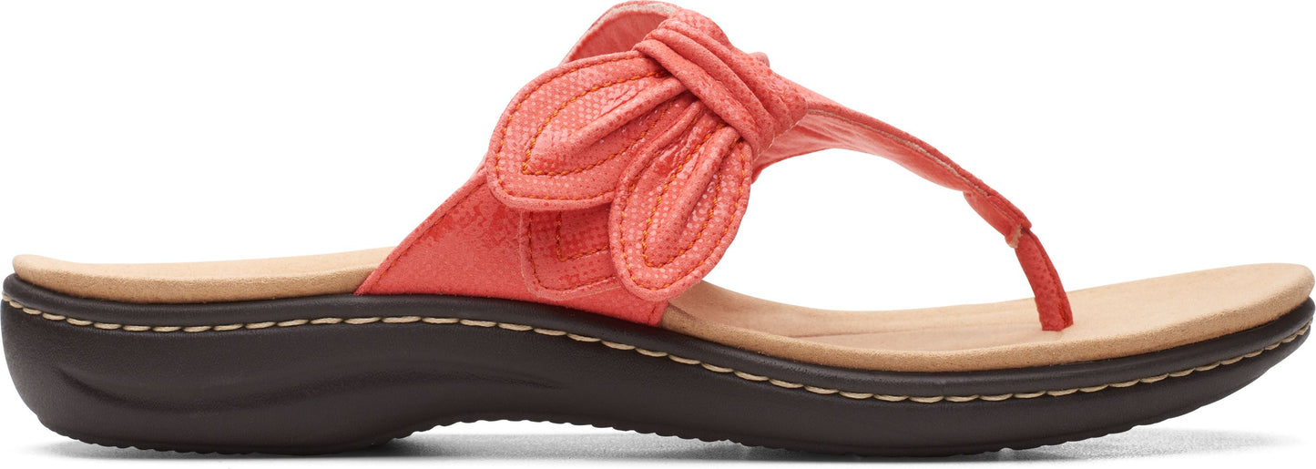 coral sandal with flower detail