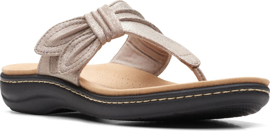 champagne-colored sandal with toe post and bow