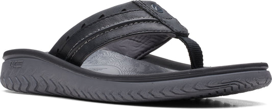 A black sandal with a thick sole.