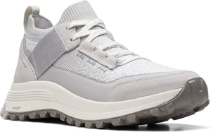 A light gray knit upper sneaker with a light gray rubber sole.