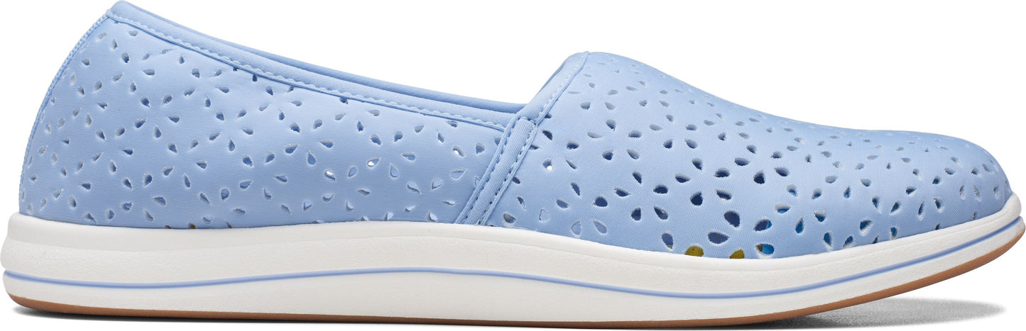 Light blue slip-on shoe with cutout details.