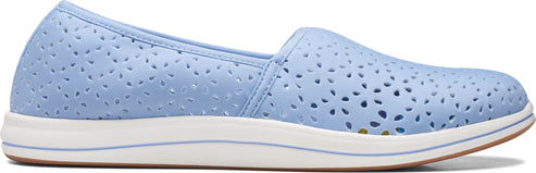 Light blue slip-on shoe with cutout details.