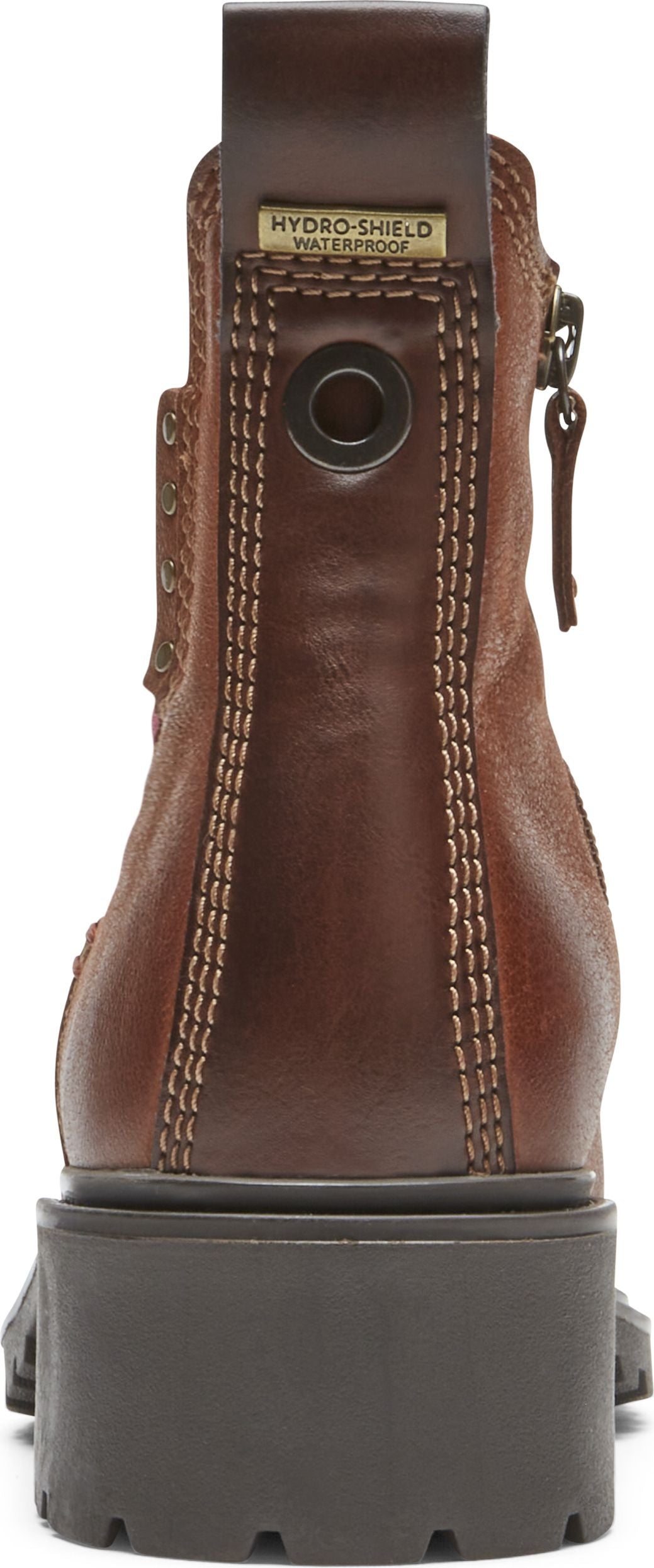 brown boot with hydro shield waterproof tag