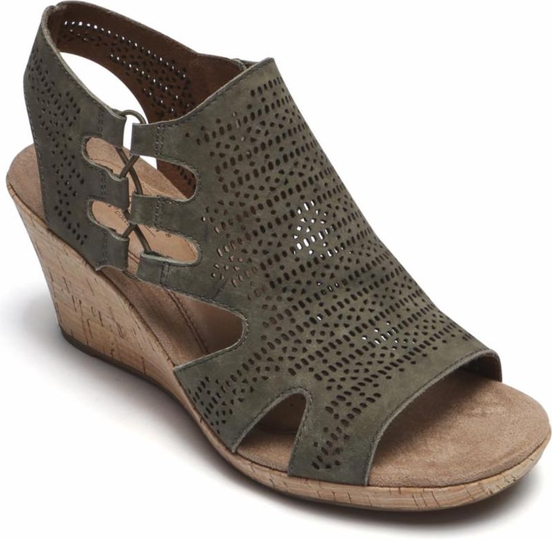 Cobb Hill Sandals Janna Perforated Sandal Green - Wide