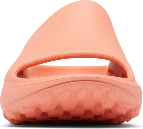 Salmon-colored slide with a thick sole and upper band, featuring a textured outsole.