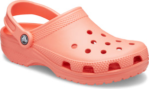 Coral clog with holes on the upper and heel strap.