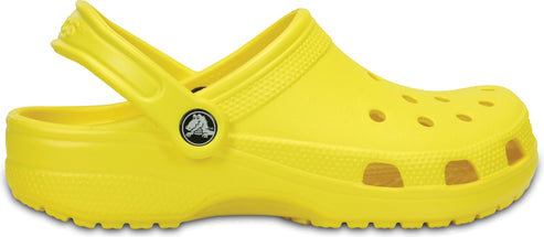 Yellow Croc shoe with holes.
