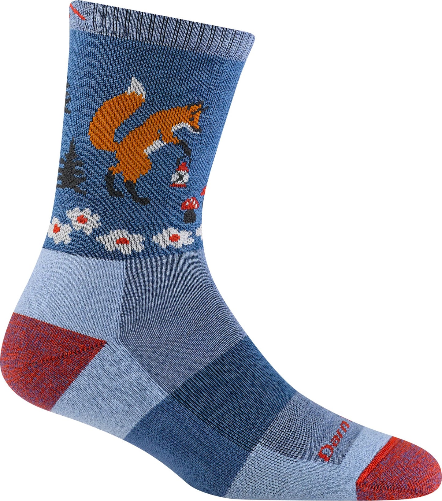 Wool sock with a fox carrying a lantern design.