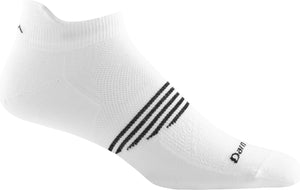 White low-cut sock with black stripe detail.