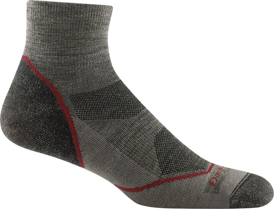 Grey quarter length sock with a reinforced heel and toe.