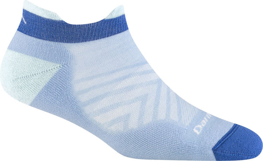 Low-cut blue and white athletic sock.
