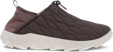 A brown slipper-style shoe with a white sole.