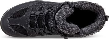 A black low-cut shoe with a fluffy lining.