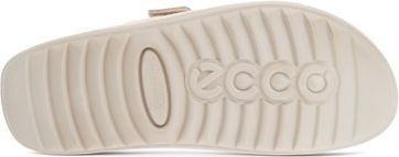 Bottom of sandal with grooves and the word "ECCO" embossed.