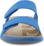 Blue sandal with two adjustable straps.