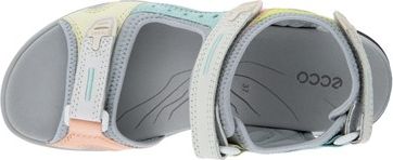 A pair of sandals with a gray insole.