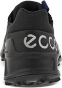 Black low-top athletic shoe, view from the back, with visible brand 'ecco' in silver.