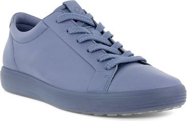 Blue leather low-top sneaker with matching laces and sole.