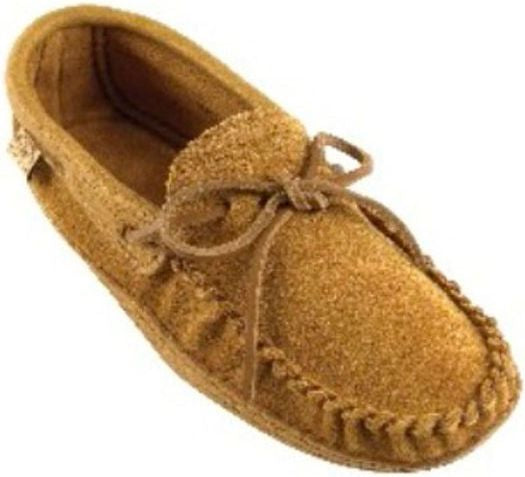 Eugene Cloutier Slippers Mens Dark Tan Suede Cow Hide Trim