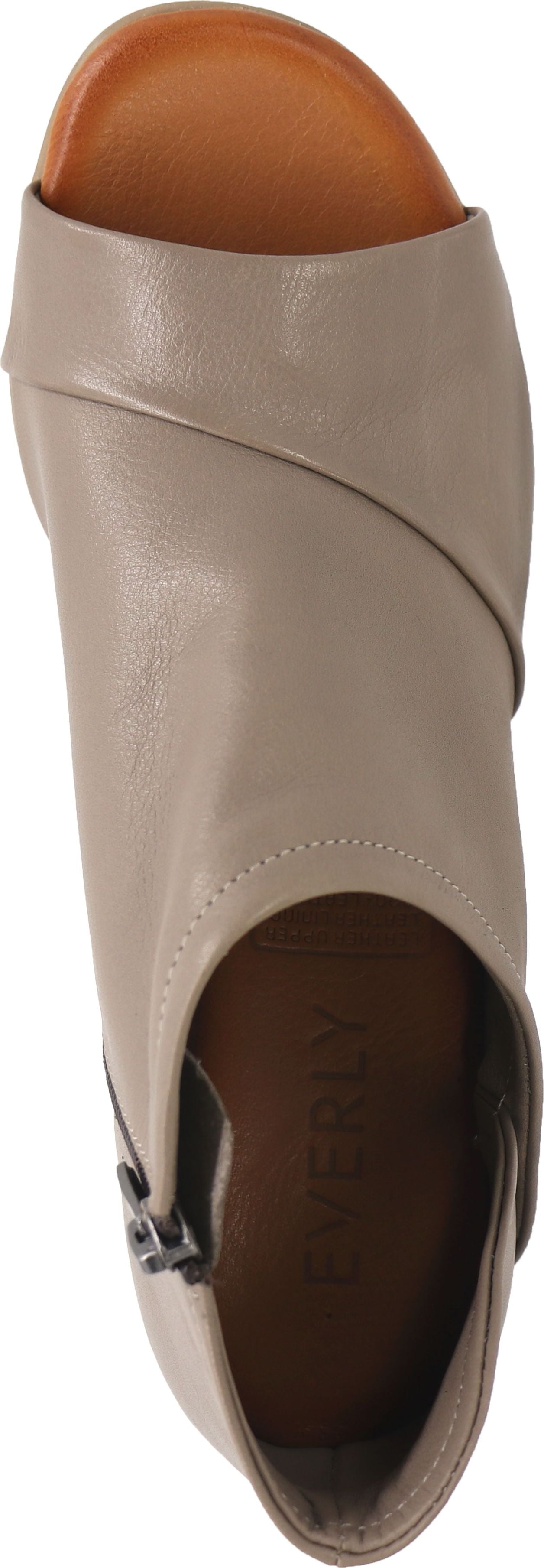 A leather open-toed shoe.
