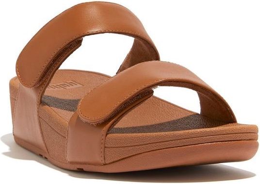 Caramel-colored sandal with two adjustable straps.