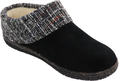 Black and gray slipper.