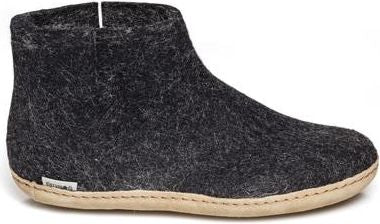 Wool Felt Boot Leather Sole Charcoal