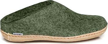 Glerups Slippers Wool Felt Clog Leather Sole Forest