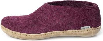 Glerups Slippers Wool Felt Shoe Leather Sole Cranberry