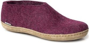 Glerups Slippers Wool Felt Shoe Leather Sole Cranberry