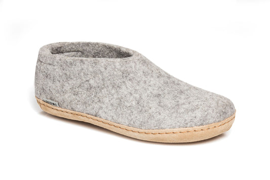 Glerups Slippers Wool Felt Shoe Leather Sole Grey