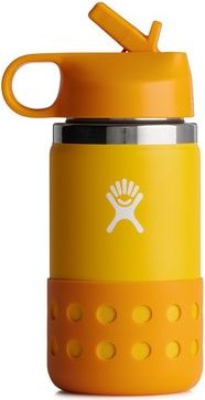 Yellow and orange insulated bottle with a straw.