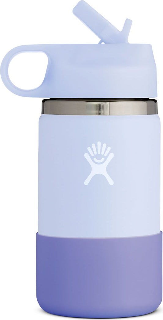 Periwinkle-colored insulated water bottle with a straw lid and a darker-purple protective base.