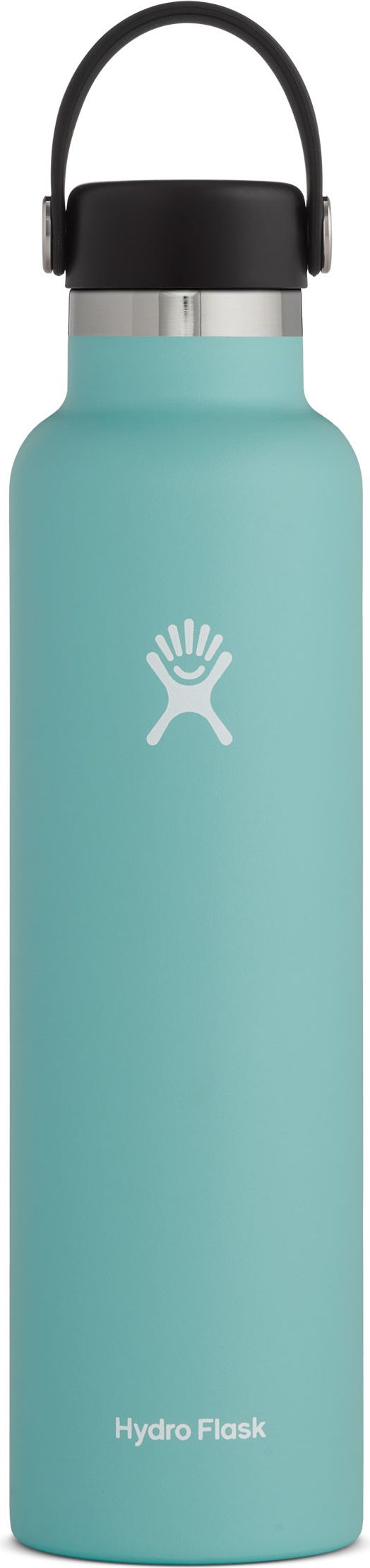 Aqua Hydro Flask with black cap and handle