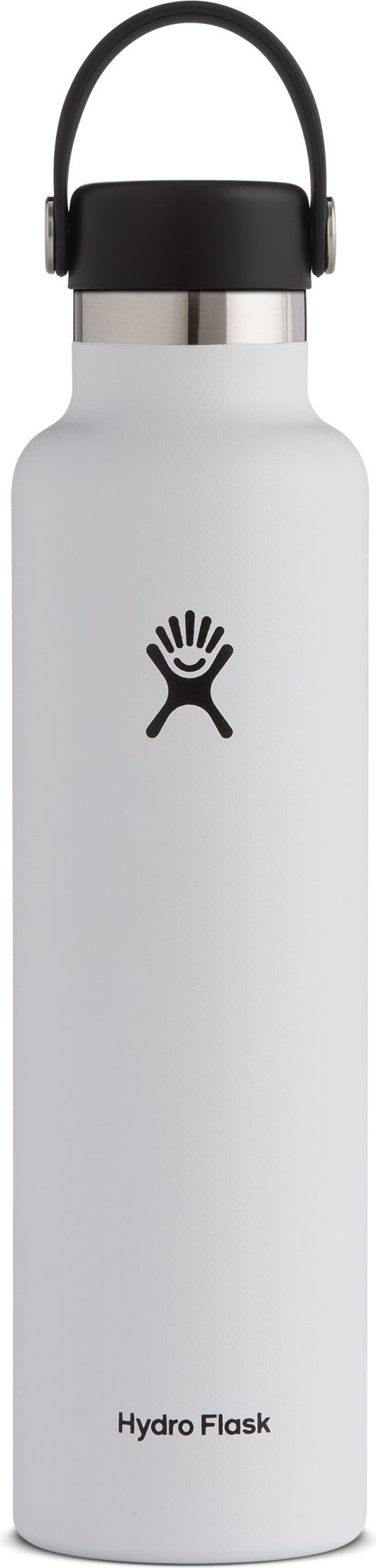 White Hydro Flask with black cap.
