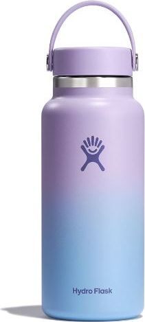 A lavender to blue gradient water bottle with a handle and lid.