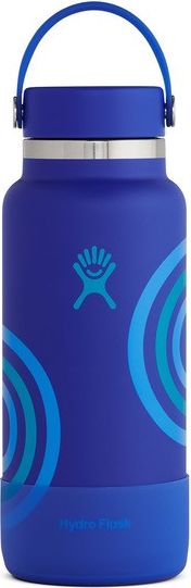 Blue water bottle with blue arches design.
