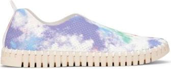 Tie-dye slip-on shoe with a ribbed sole.