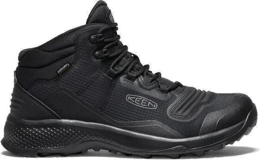 Black hiking boot with laces, KEEN logo, and lug sole.