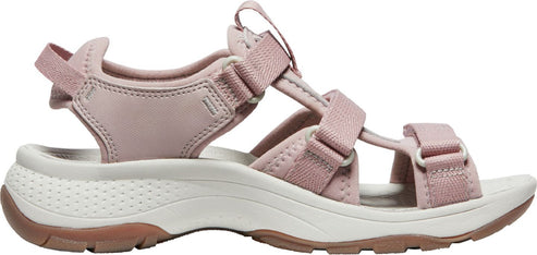 Pink sandal with adjustable straps and a white sole.